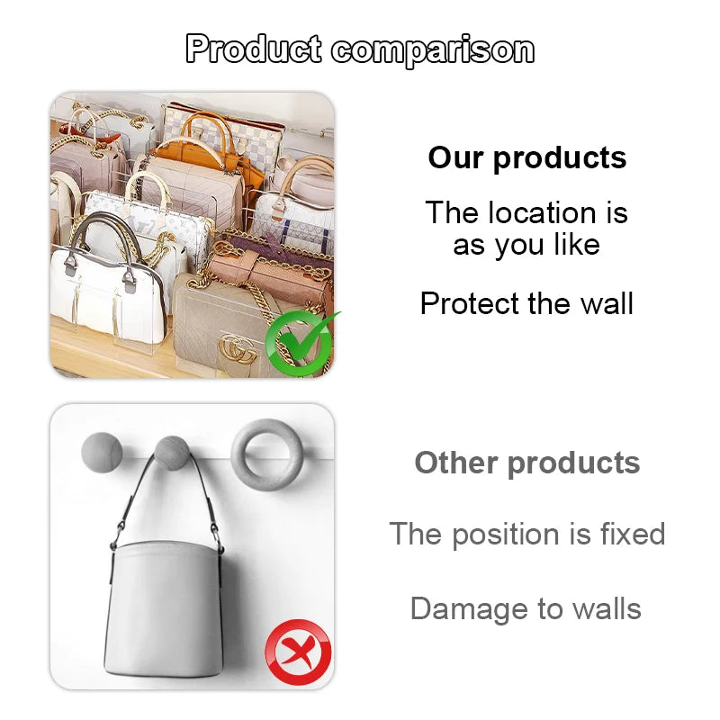 Thickened Bag Storage Divider Rack, Acrylic Handbag Storage Rack