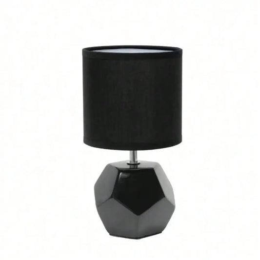 Round Prism Mini Table Lamp with Matching Fabric Shade for Bedroom.