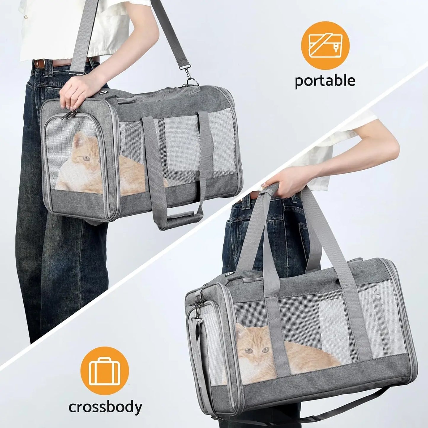 Airline Approved Pet Carrier for Cats, Dogs Soft Travel Bag W/Breathable Honeycomb Board