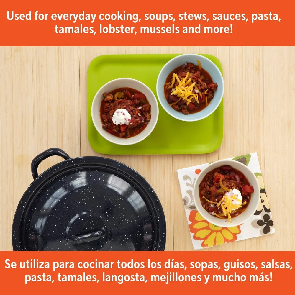 Durable Enamel Stock Pot, Oven Safe Steel Cooking Pot, Versatile