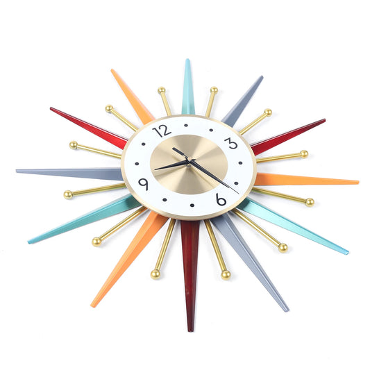 Wall Clock 22", Mid Century Wall Clock, Starburst Modern Decor