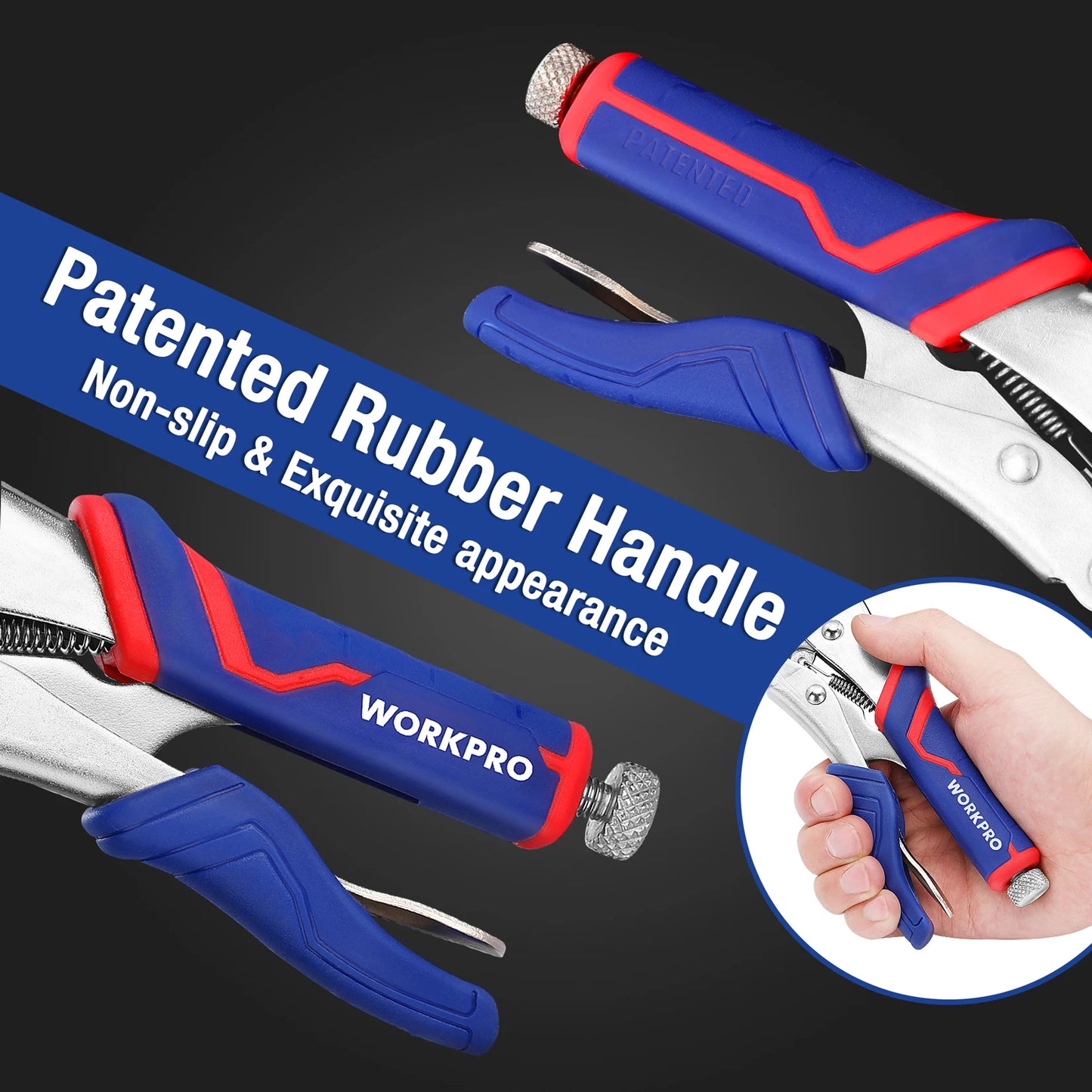 2 piece Locking Pliers Set CR-V Steel 7" Curved Jaw, Long Nose Locking Pliers 6-1/2"