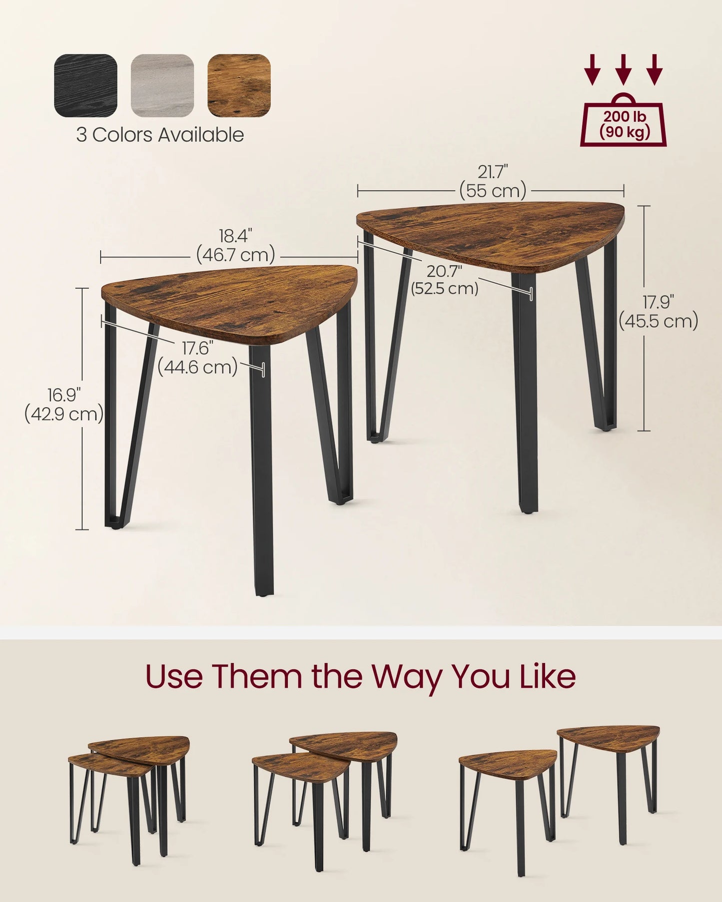 Nesting Coffee Tables, End Tables Set of 2 for Living Room Bedroom