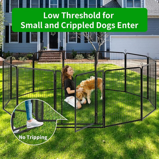 Dog Playpen Outdoor Extra Wide 12 Panels Heavy Duty Anti-Rust Coating Dog Fence 40" Height