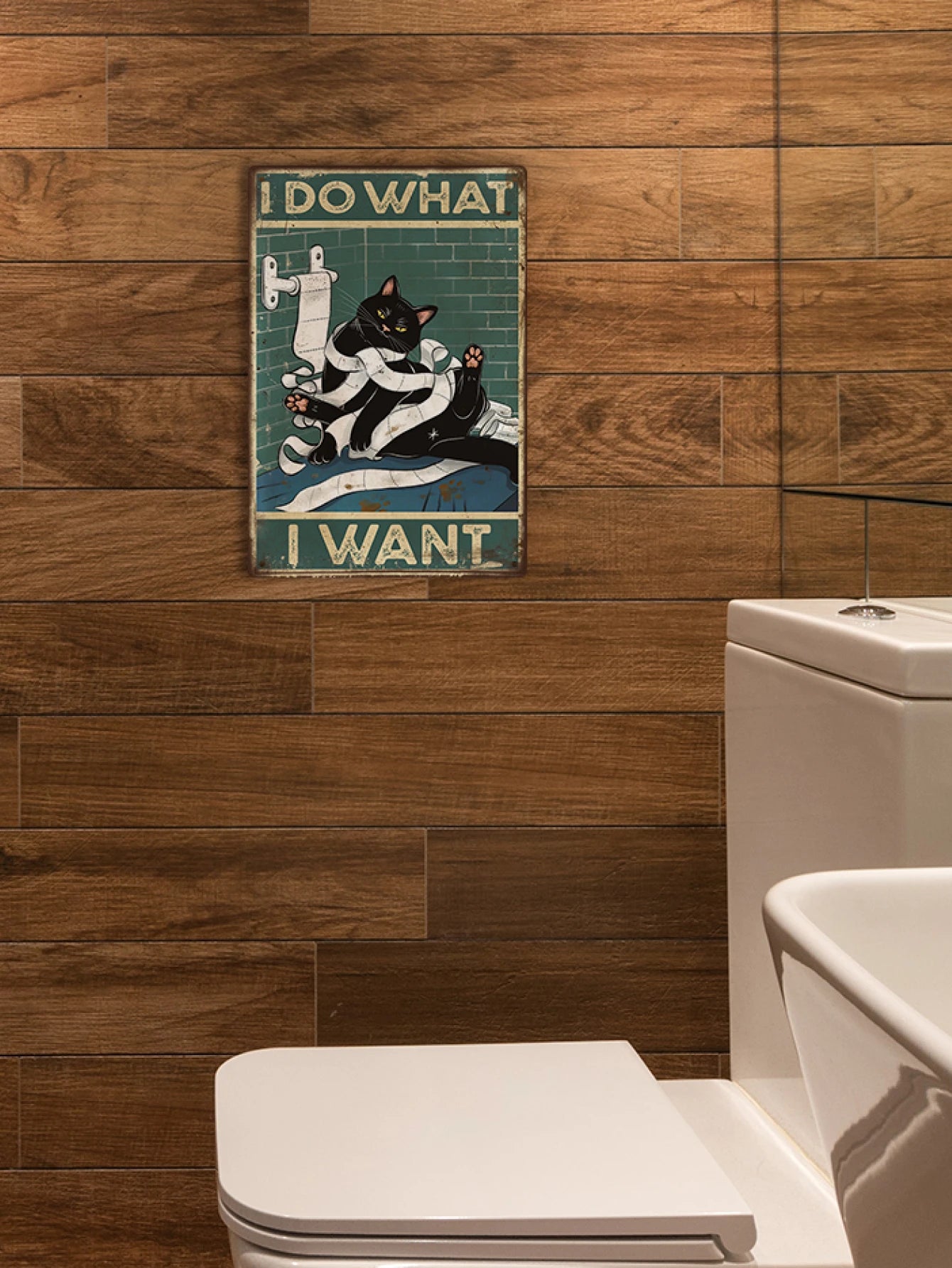 Black Cat Bathroom Tin Wall Art