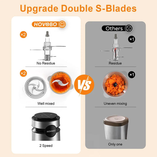 Food Processor Electric 500W, Glass Bowl Multifunctional