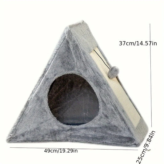 Pet bed Suitable for cats under 15 lbs w/plush toy ball, cat scratching board