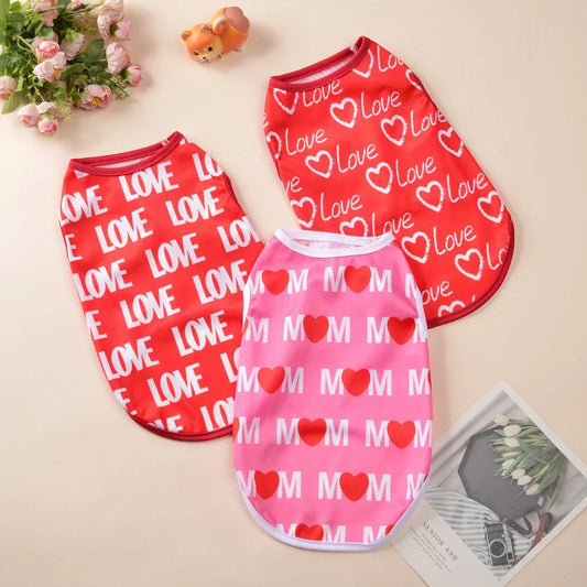 Pet Cat Dog Best Summer Puppy Clothes For Small Medium Dogs, T-shirt Valentines Day