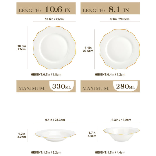 16 Piece Nordic European White Porcelain Tableware Set