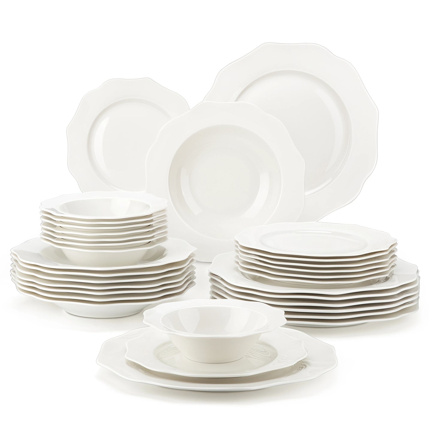 16 Piece Nordic European White Porcelain Tableware Set