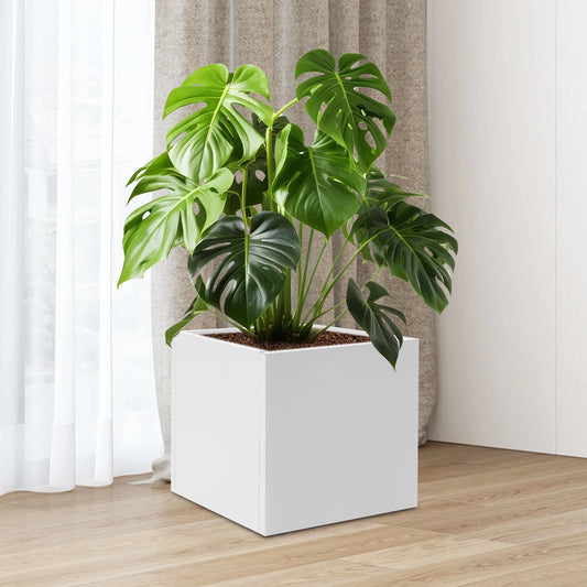 20" Square Metal Planting Box - Black Cube, Indoor/Outdoor Planter