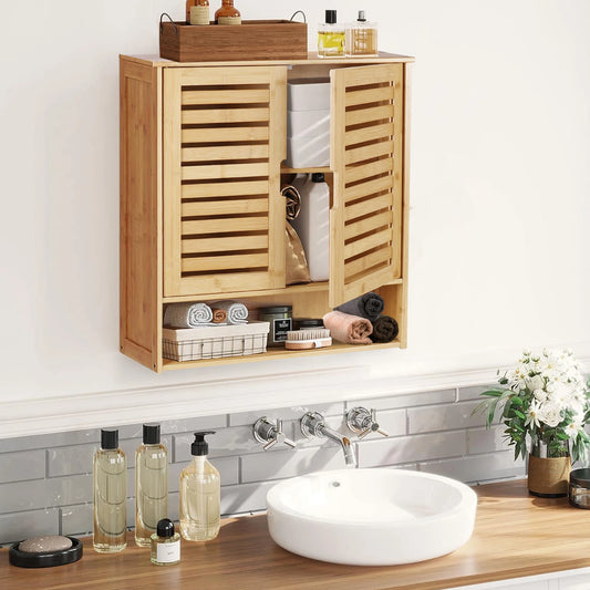 Wall Cabinet Bathroom Storage, Adjustable Shelves inside, Medicine or Utility Cabinet