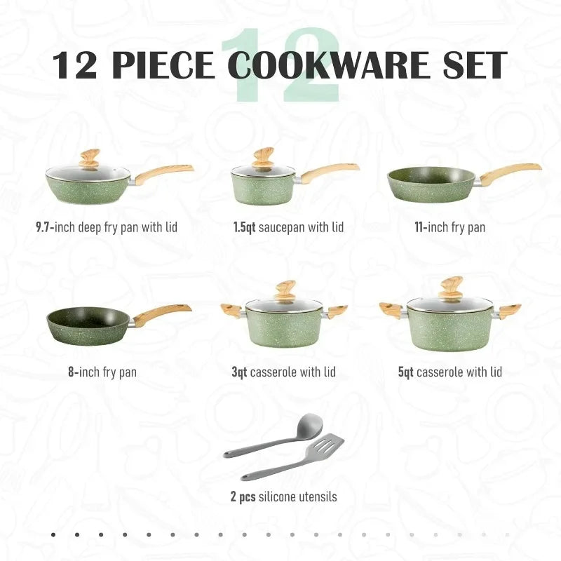 Pots and Pan Set Non stick Granite Cookware