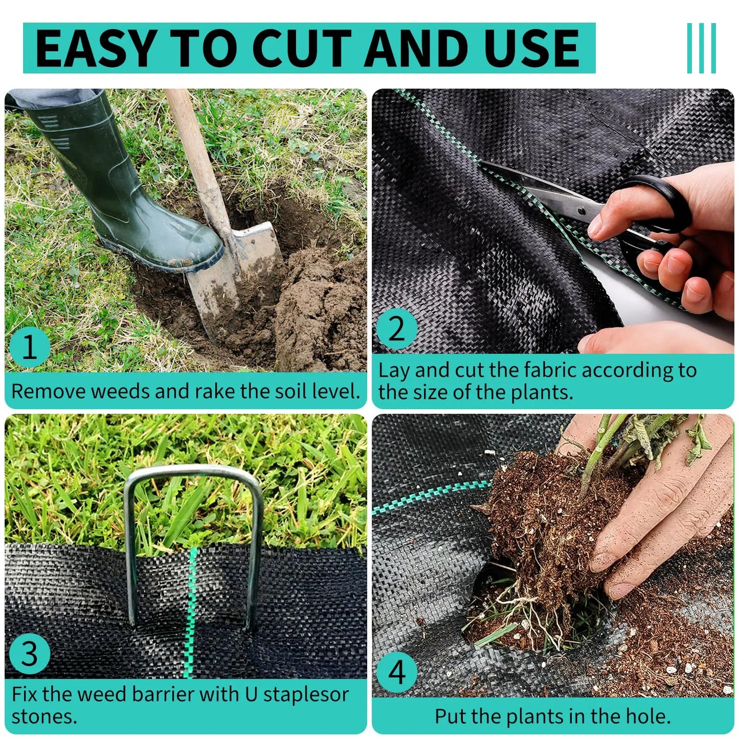 3/4/6*300/600FT Weed Barrier Landscape Fabric,Heavy Duty Weed Block