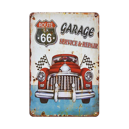Vintage American Garage Metal Tin Sign Set-5 pcs, 8 x 12" Iron Art