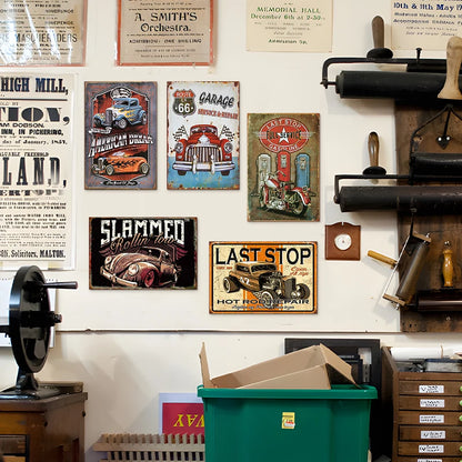 Vintage American Garage Metal Tin Sign Set-5 pcs, 8 x 12" Iron Art