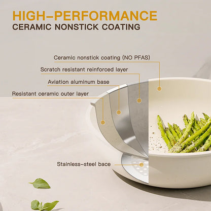 21 Piece Nonstick Ceramic Cookware Set W/Sensor Handles