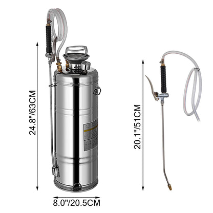 4-12L Hand Powered Sprayer, Stainless Steel, Atomizer Pump