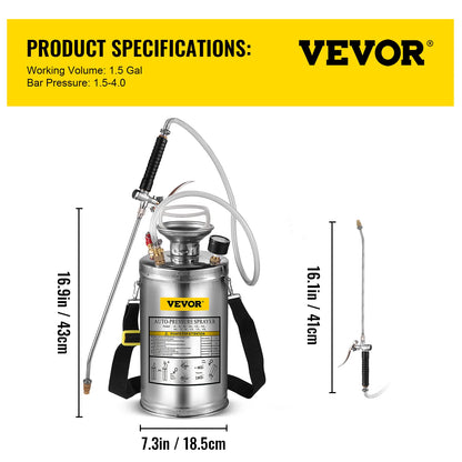 4-12L Hand Powered Sprayer, Stainless Steel, Atomizer Pump