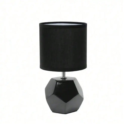 Round Prism Mini Table Lamp with Matching Fabric Shade for Bedroom.
