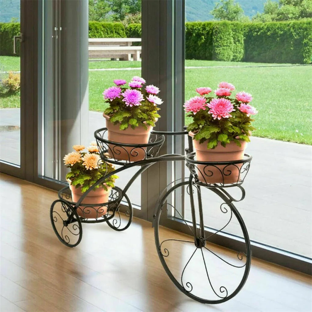 3 Tier Bicycle Plant Stand Wrought Iron Tricycle Planter