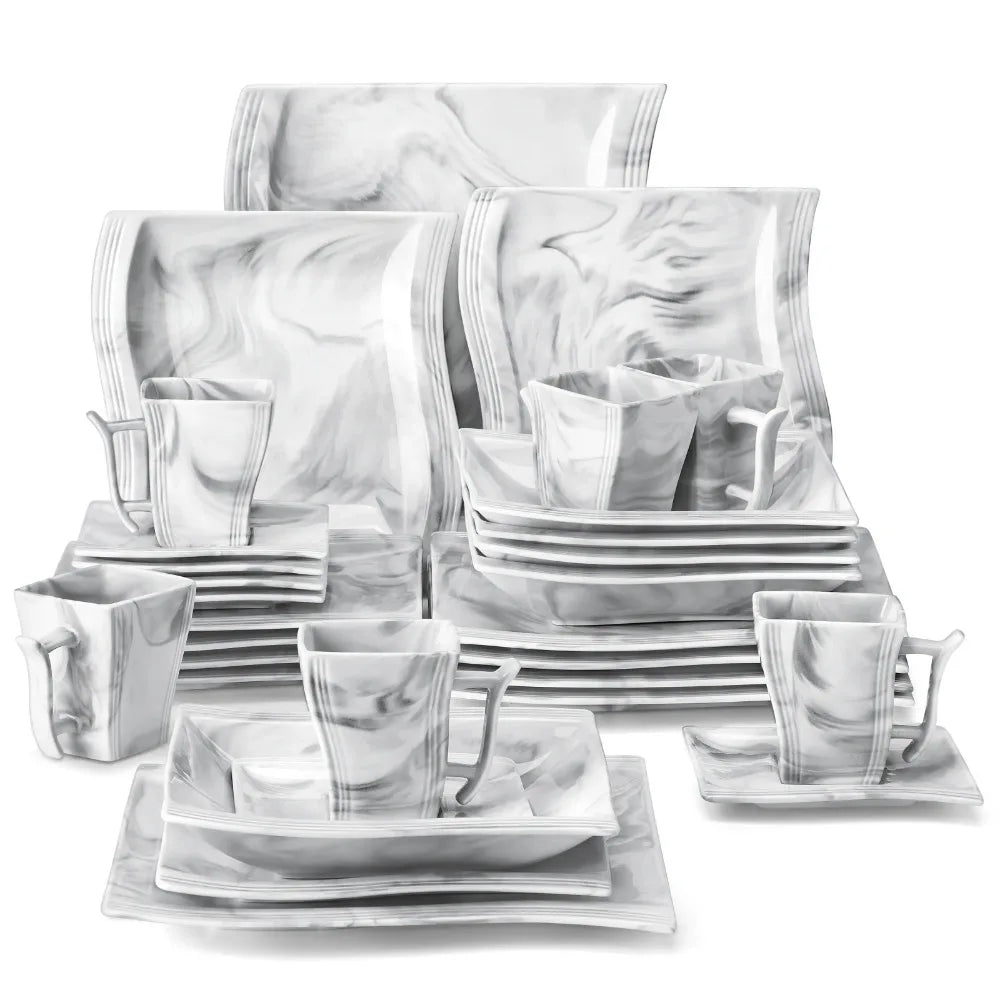 Malacasa Flora Marble Porcelain Dinnerware 30 piece set