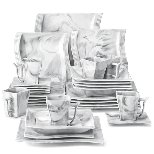 Malacasa Flora Marble Porcelain Dinnerware 30 piece set