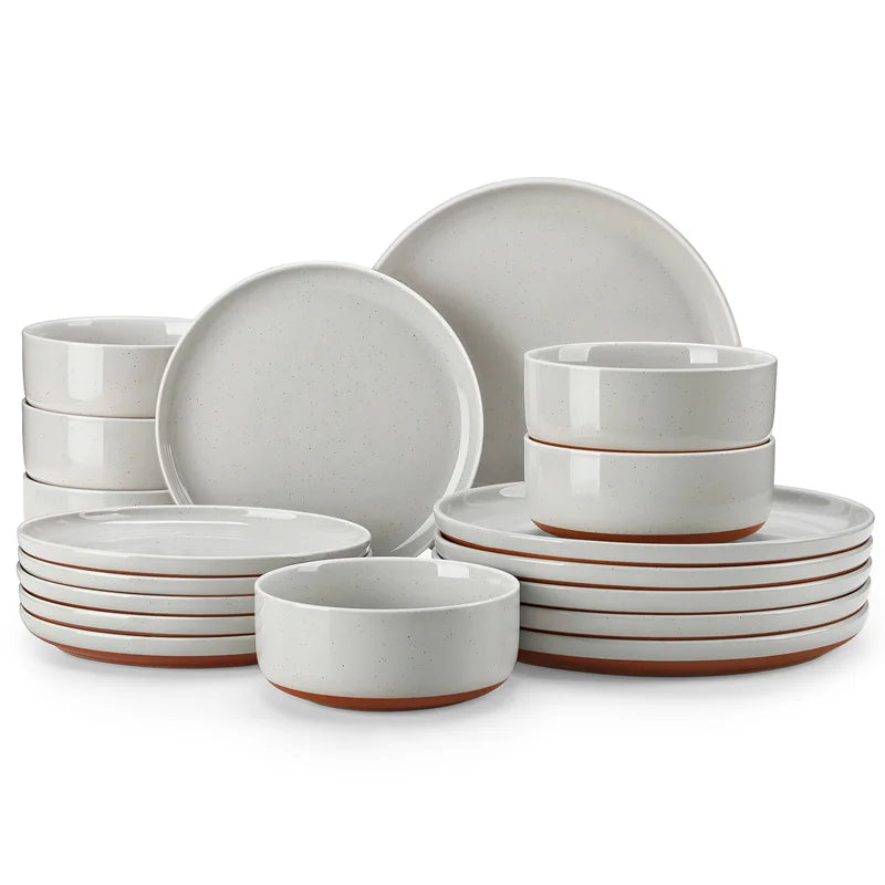 18Pcs Grey Ceramic Plates and Bowls Dinnerware Set. Stoneware Tableware Porcelain Food Dishes, Dinner Tray, Salad Bowl