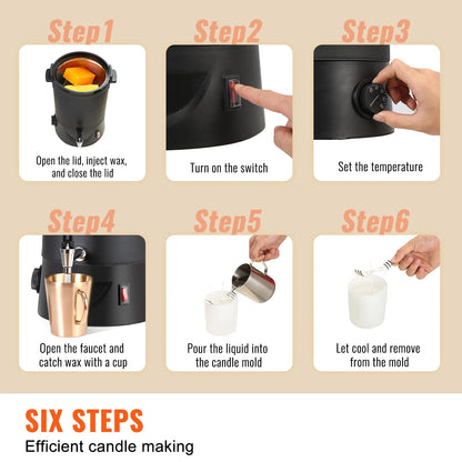 6.5L Wax Melter for Candle Making, Electric Melting Pot. Easy Pour Spout