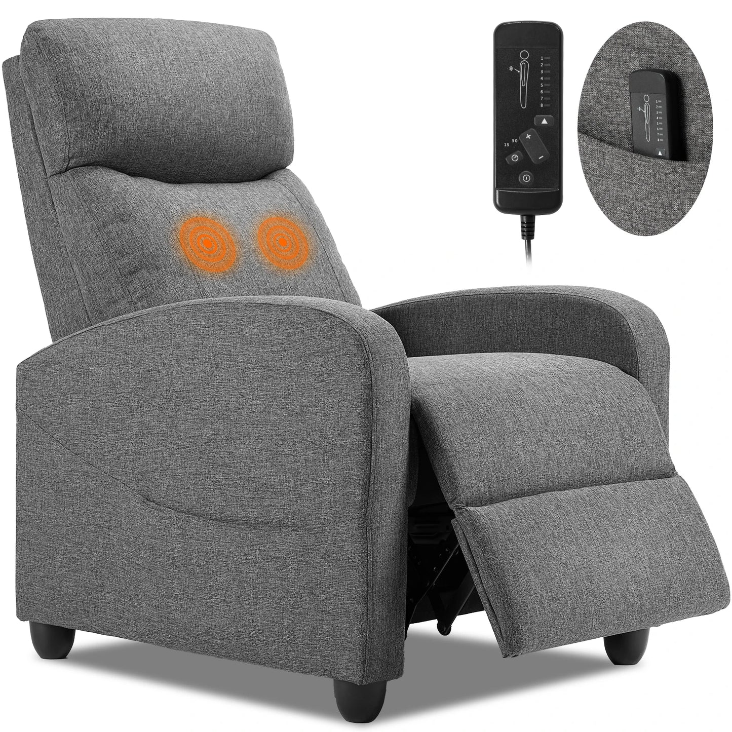 Recliner Massage Chair Lumbar Support and Adjustable