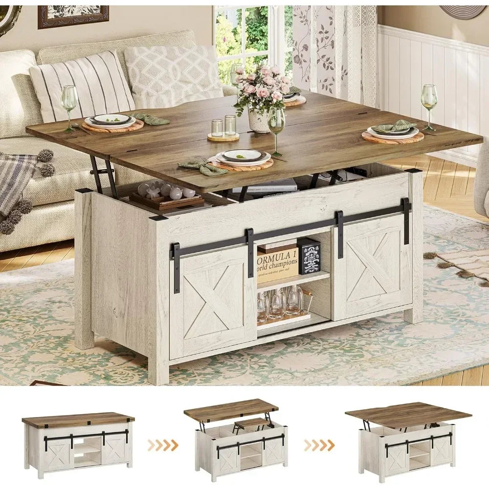 Lift Top Coffee Table, 4 in 1 Multi-Function Convertible Table W/Storage