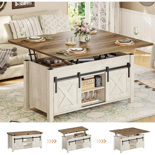 Lift Top Coffee Table, 4 in 1 Multi-Function Convertible Table W/Storage