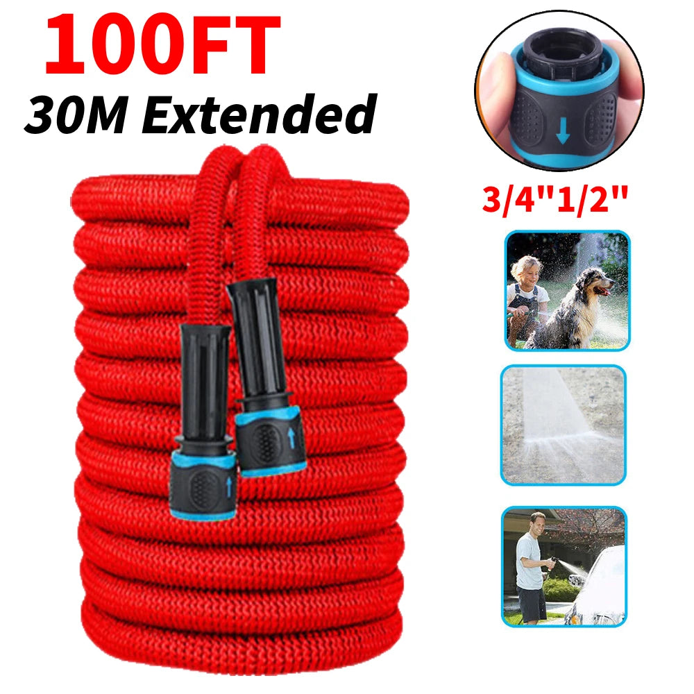 25FT Extendable Garden Water Hose Durable TPE High Pressure Hose