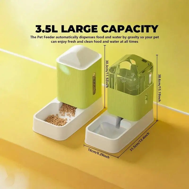 3.5L Large Capacity Automatic Dog-Cat Feeder and Water Dispenser/All in One Gravity Pet Feeding Set