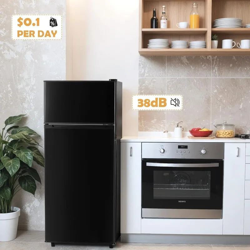 4.5 Cu.Ft Mini Fridge with Freezer, Small Refrigerator W/2 Doors for Kitchen, Dorm, Office