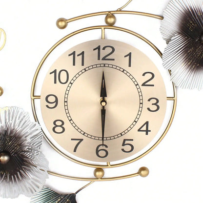 Large Luxury Ginkgo Leaf Mute Wall Clock 90*45cm