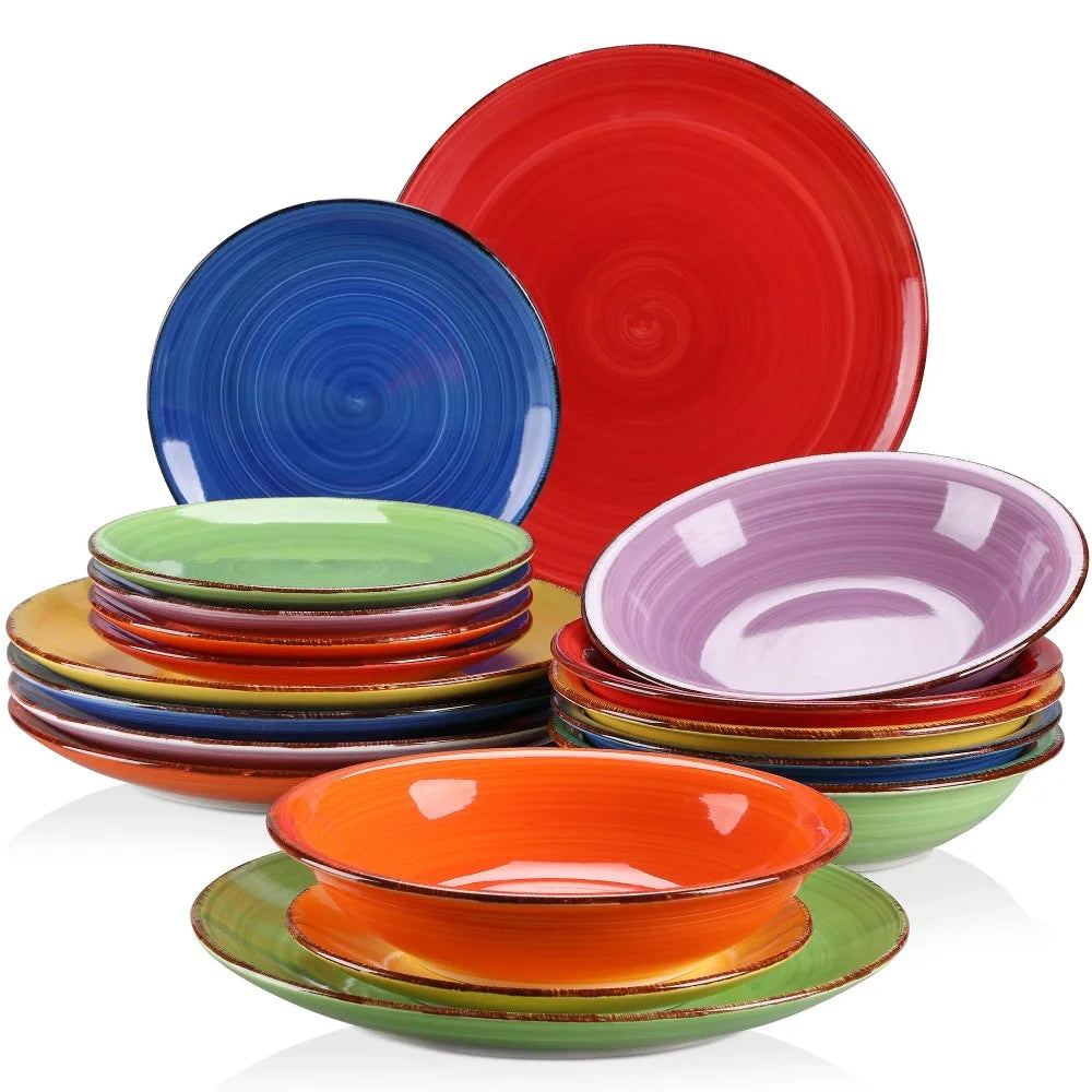 Mix Color Ceramic Tableware 18pcs Dinnerware Set