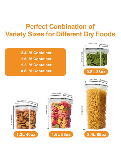 48 pcs, Sealed Food Storage Containers w/Lids and Labels, Kitchen Pantry