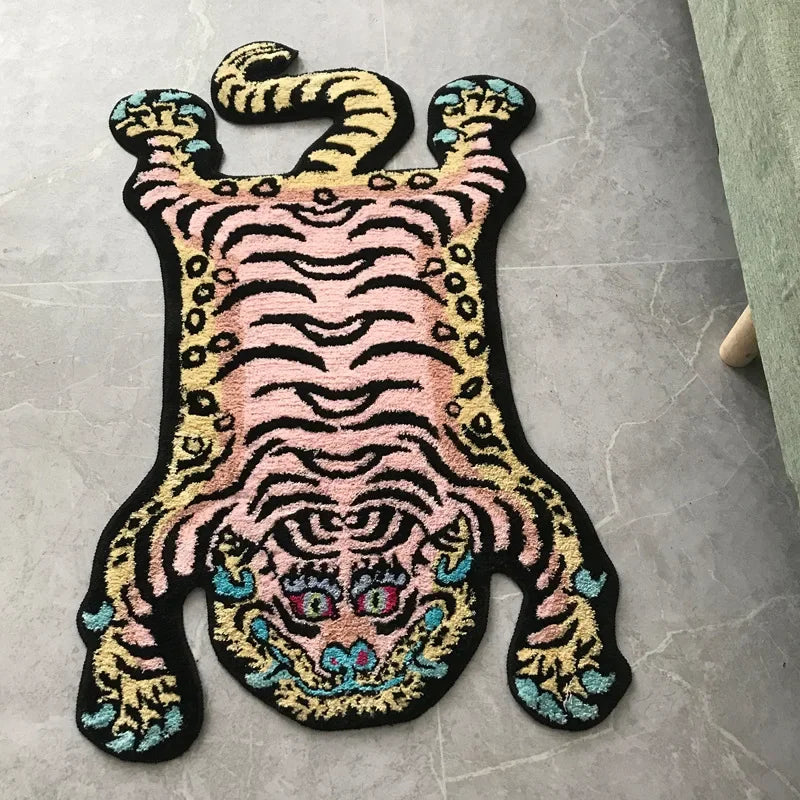 Bionic Tiger Decorative Rug-Unique Shaped Floor Mats for Living Room and Bedroom Decoration