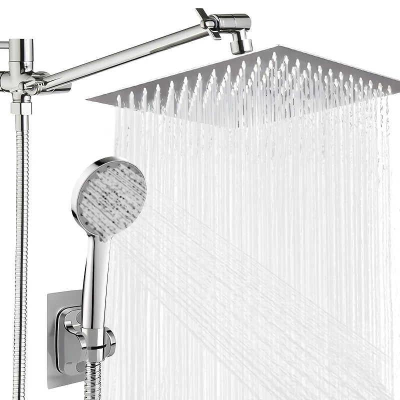 Bathroom chrome plated concealed stainless steel pressurized shower set, w/extended lever arm