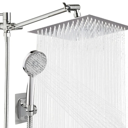 Bathroom chrome plated concealed stainless steel pressurized shower set, w/extended lever arm
