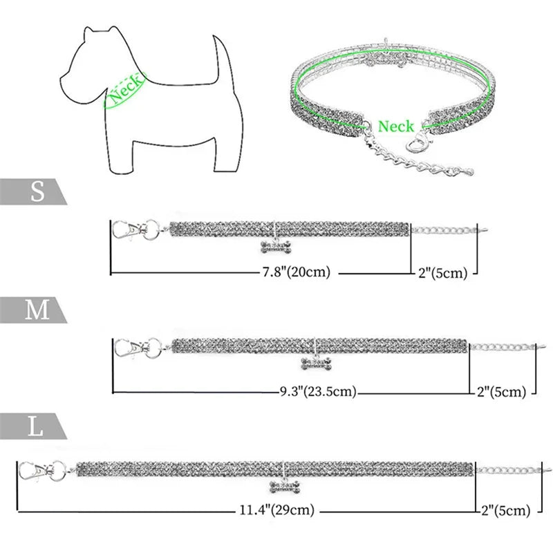 Bling Rhinestone Dog Collar Crystal Puppy and  leash