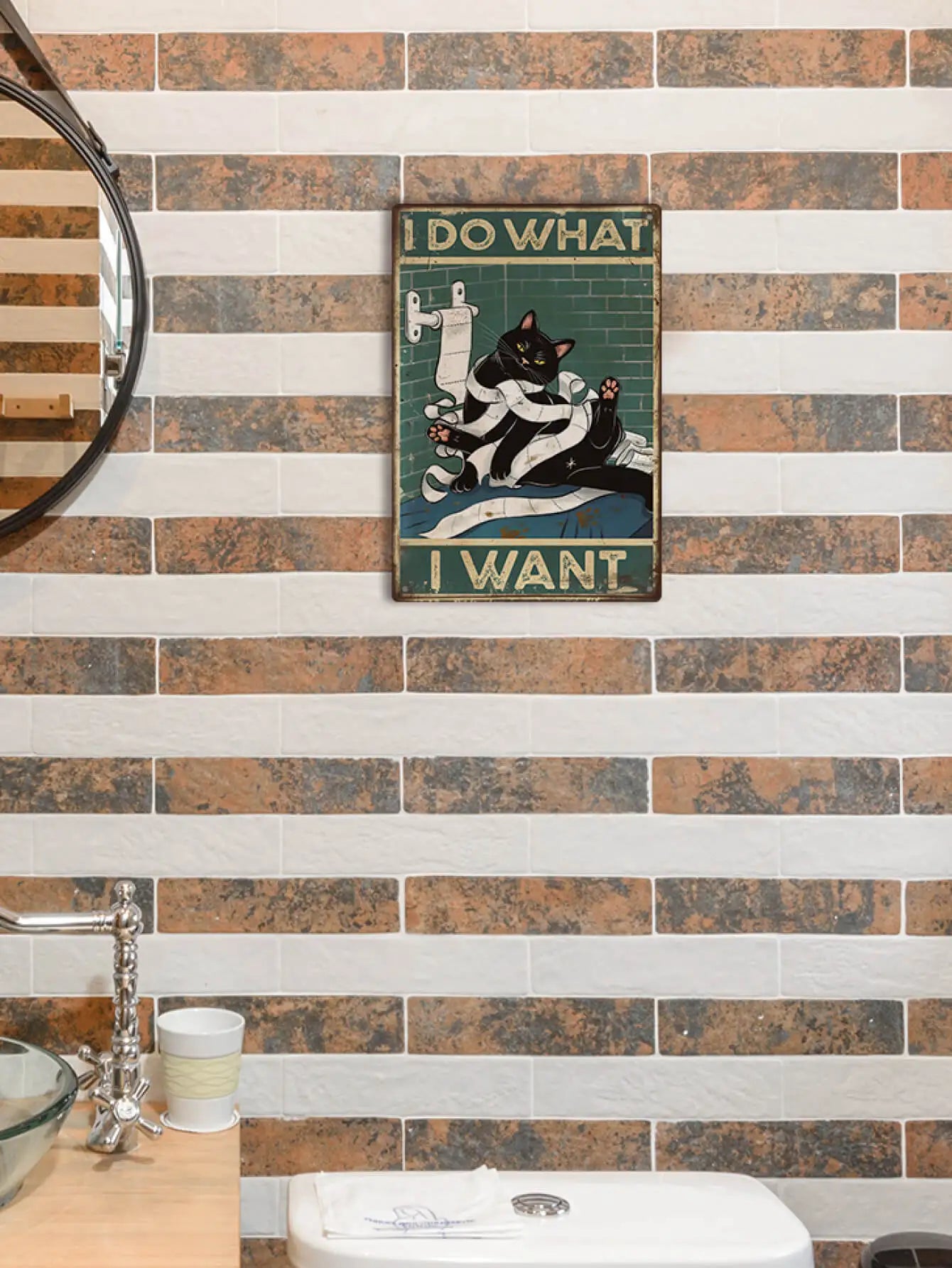 Black Cat  Bathroom Tin Wall Art