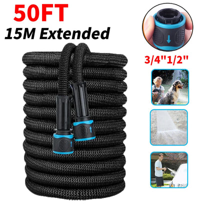 25FT Extendable Garden Water Hose Durable TPE High Pressure Hose