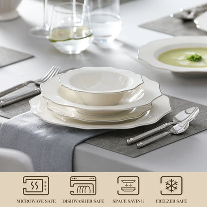 16 Piece Nordic European White Porcelain Tableware Set