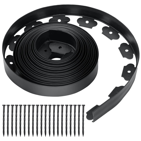 Fixed Garden Barrier Lawn Grass. Plastic  Border Landscape Edging Kit, W/Anchoring Spikes