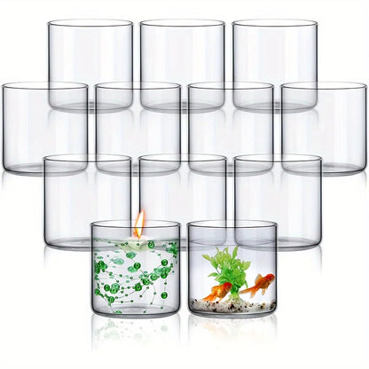 Glass Cylinder Vase Set, Clear Floating Candle Holder and Flowers