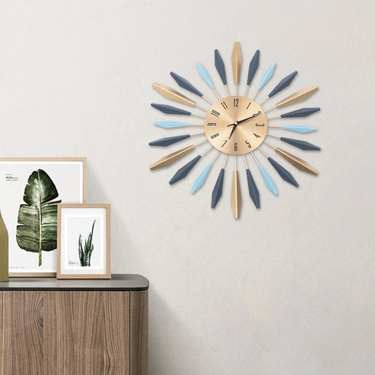 21.65" Mid Century Wall Clock, Silent Metal Decorative Clock