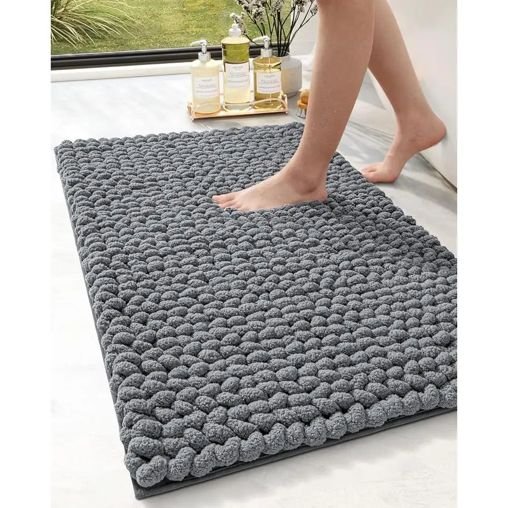Super Absorbent Chenille Bathroom Rugs, Non Slip Thick Plush Mats