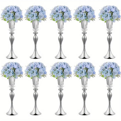 Crystal Flower Stands, Tall Metal Centerpiece Vases